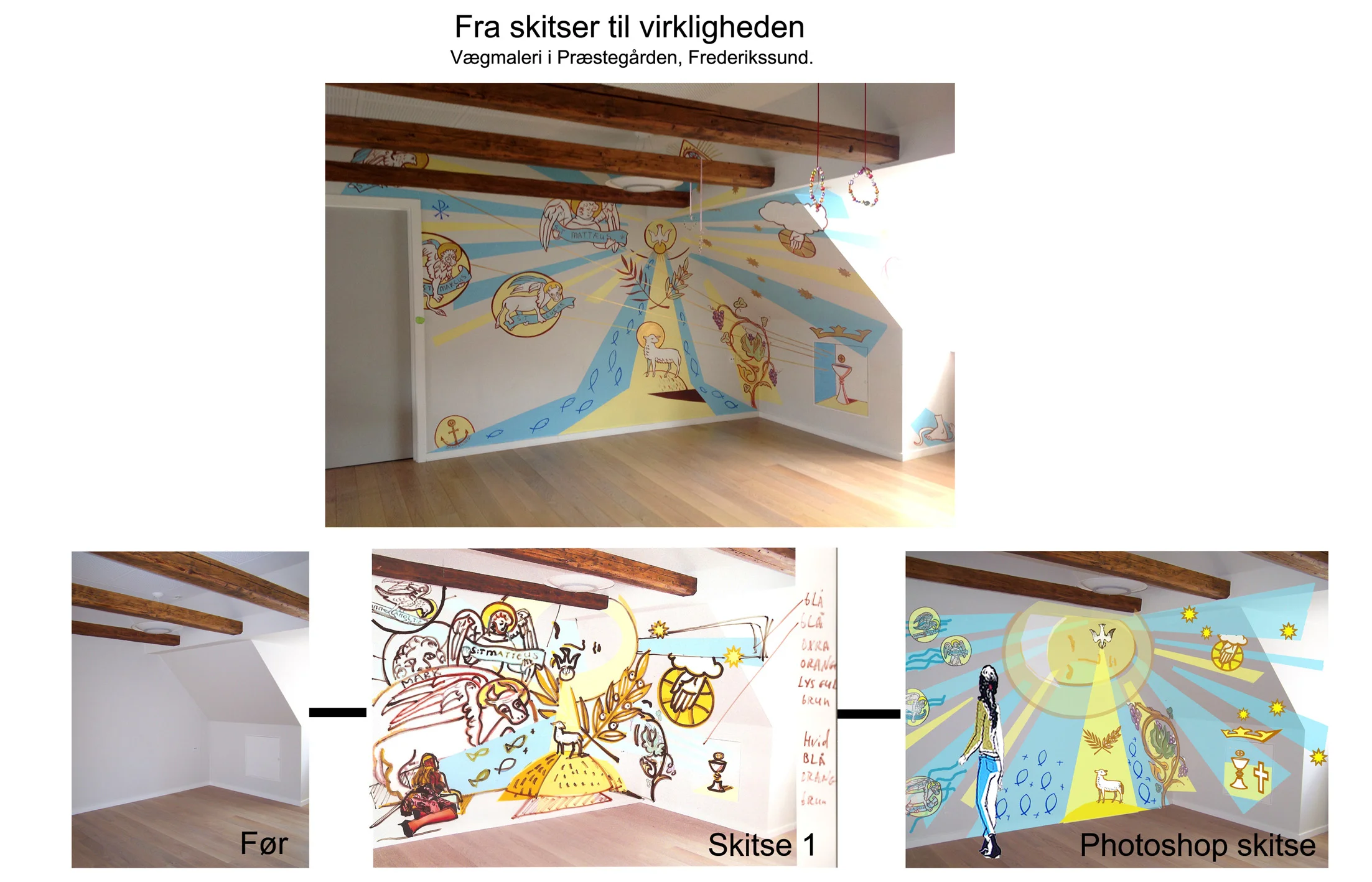 Xenia Michaelsen, dekorum.dk, vægmaleri til konfirmandundervisning i præstegården